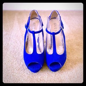 Royal Blue Faux Suede Shoes.  Guess. 5.5. Comfy.